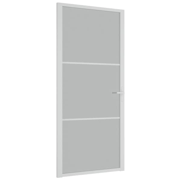 Innerdörr 93x201,5 cm vit matt glas och aluminium