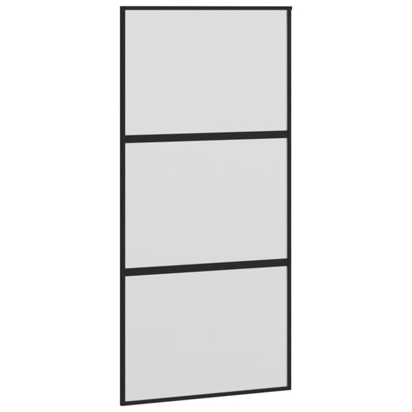 Skjutdörr svart 102,5x205 cm härdat glas och aluminium