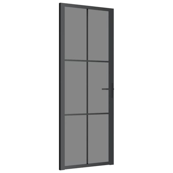 Innerdörr 76x201,5 cm svart ESG-glas och aluminium