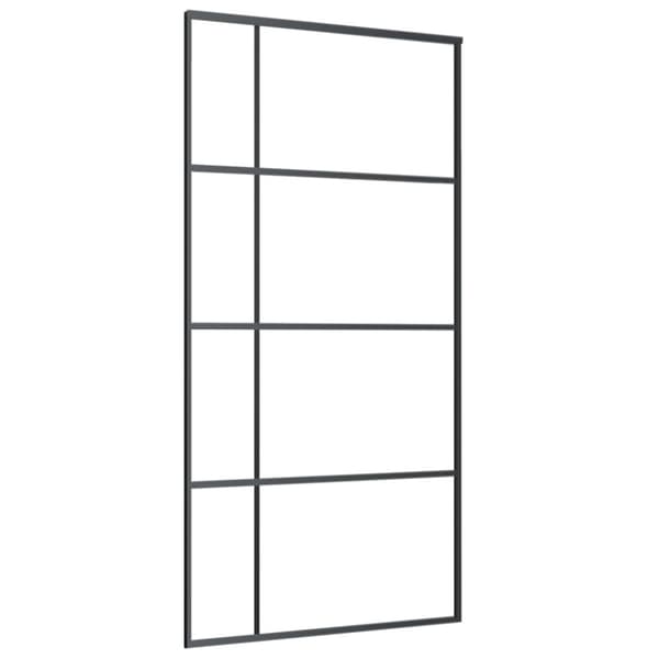 Skjutdörr frostat ESG-glas och aluminium 102,5x205 cm svart