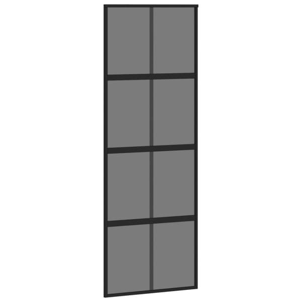 Skjutdörr svart 76x205 cm härdat glas och aluminium