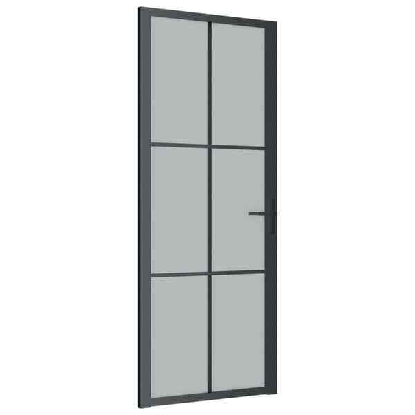 Innerdörr 83x201,5 cm svart matt glas och aluminium