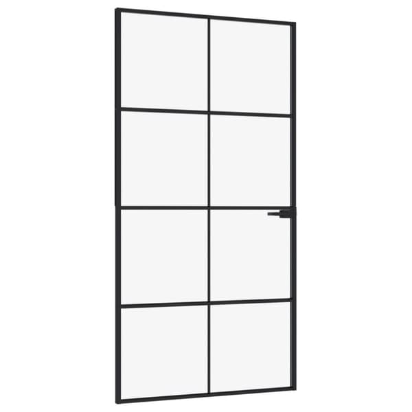 Innerdörr 102x201,5 cm härdat glas och aluminium slim