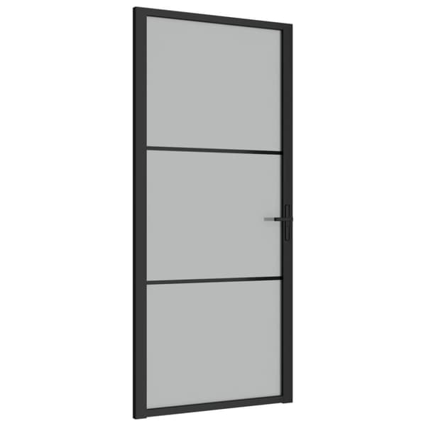 Innerdörr 93x201,5 cm svart matt glas och aluminium