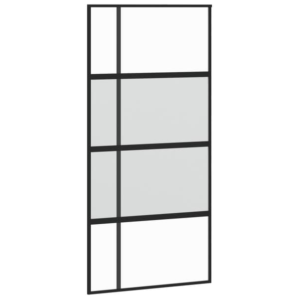 Skjutdörr svart 102,5x205 cm härdat glas och aluminium