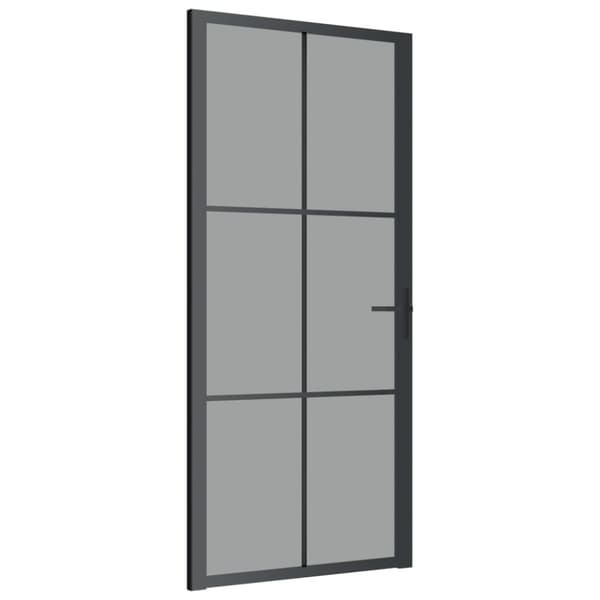 Innerdörr 93x201,5 cm svart ESG-glas och aluminium