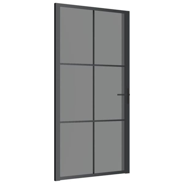 Innerdörr 102,5x201,5 cm svart ESG-glas och aluminium