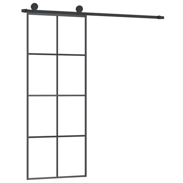 Skjutdörr med beslagset ESG glas och aluminium 76x205 cm