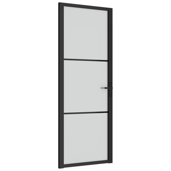 Innerdörr 76x201,5 cm svart matt glas och aluminium