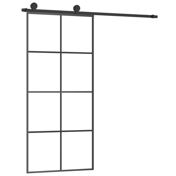 Skjutdörr med beslagset ESG glas och aluminium 90x205 cm