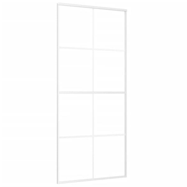 Skjutdörr ESG-glas och aluminium 90x205 cm vit