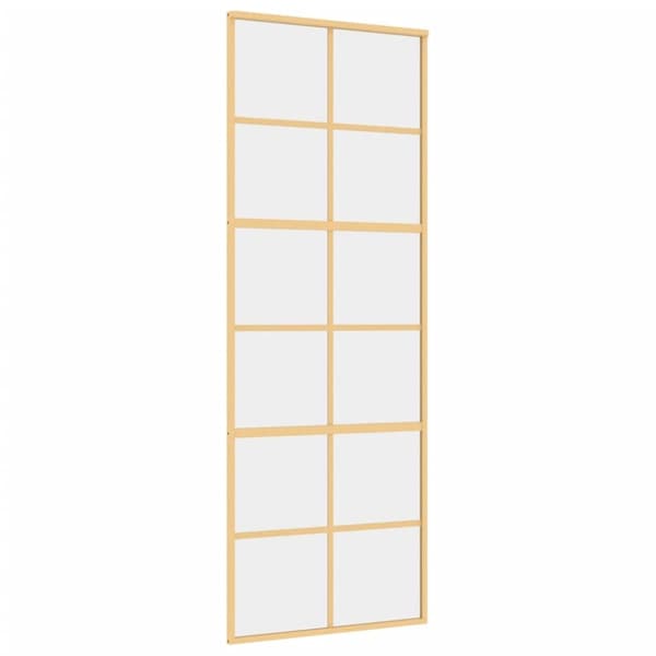 Skjutdörr guld 76x205 cm klart ESG-glas och aluminium