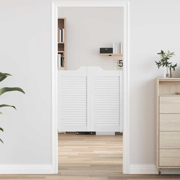 Slagdörrar lamelldesign 2-par vit 80x80 cm