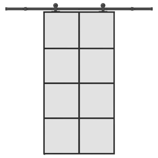 Skjutdörr med hårdvara 102,5x205 cm ESG-glas och aluminium