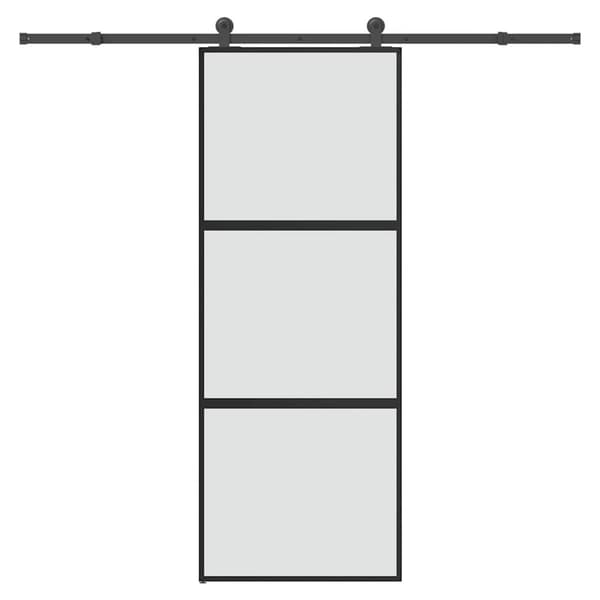 Skjutdörr med beslagset härdat glas och aluminium 76x205 cm