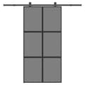 Miniatyrbild 1 av 2: Skjutdörr med hårdvara 102,5x205 cm härdat glas och aluminium