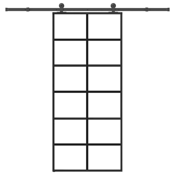 Skjutdörr med beslagset ESG glas och aluminium 90x205 cm