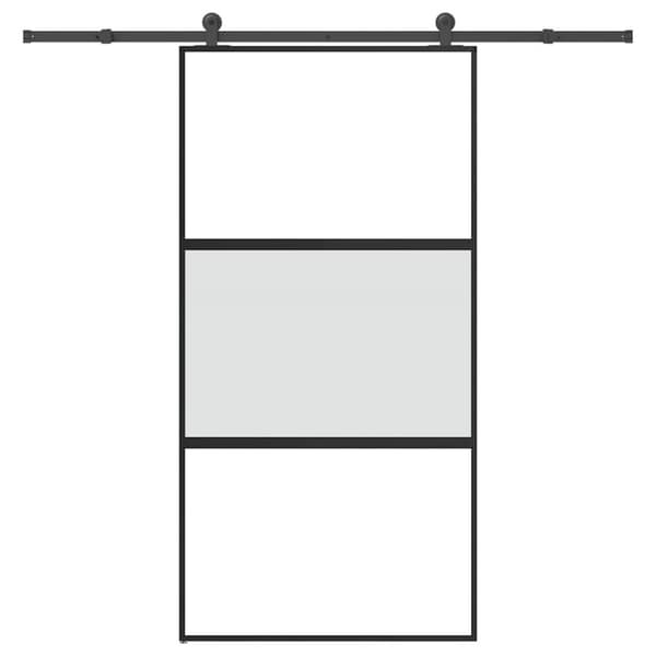 Skjutdörr med hårdvara 102,5x205 cm härdat glas och aluminium