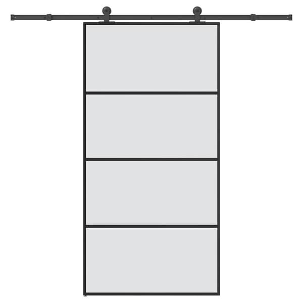 Skjutdörr med hårdvara 102,5x205 cm ESG-glas och aluminium