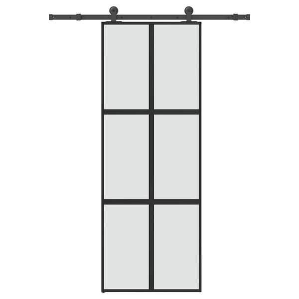 Skjutdörr med beslagset härdat glas och aluminium 76x205 cm