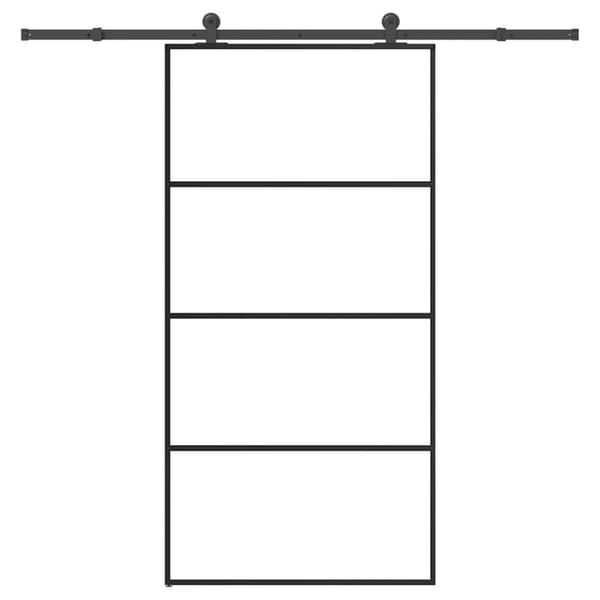 Skjutdörr med hårdvara 102,5x205 cm ESG-glas och aluminium