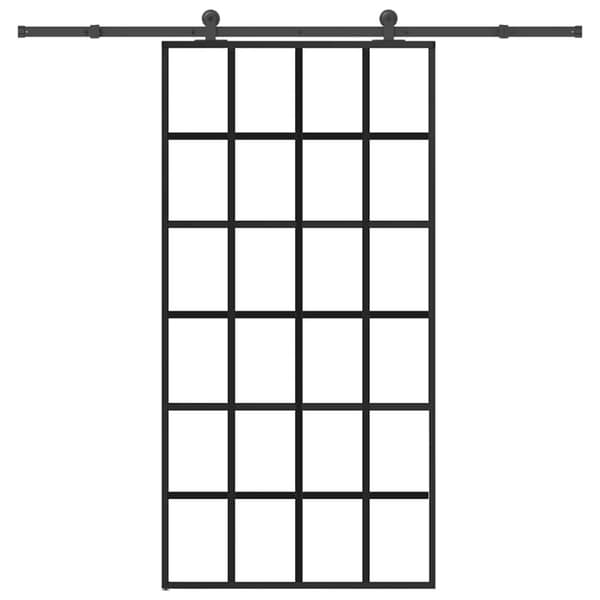 Skjutdörr med beslagset 102x205 cm ESG glas och aluminium