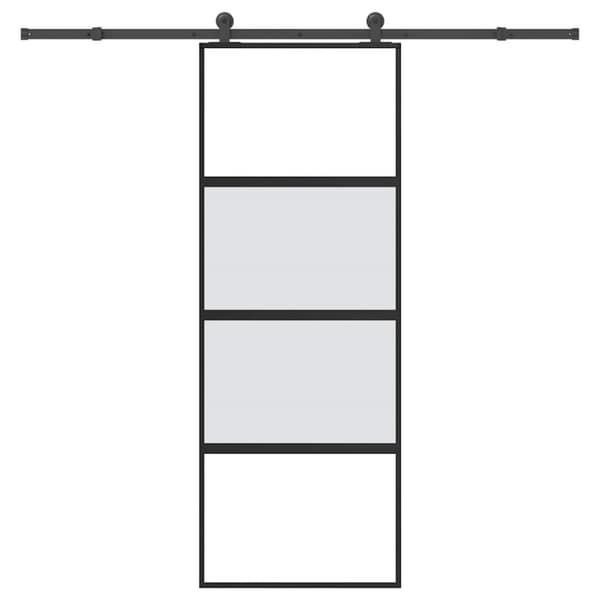 Skjutdörr med beslagset härdat glas och aluminium 76x205 cm