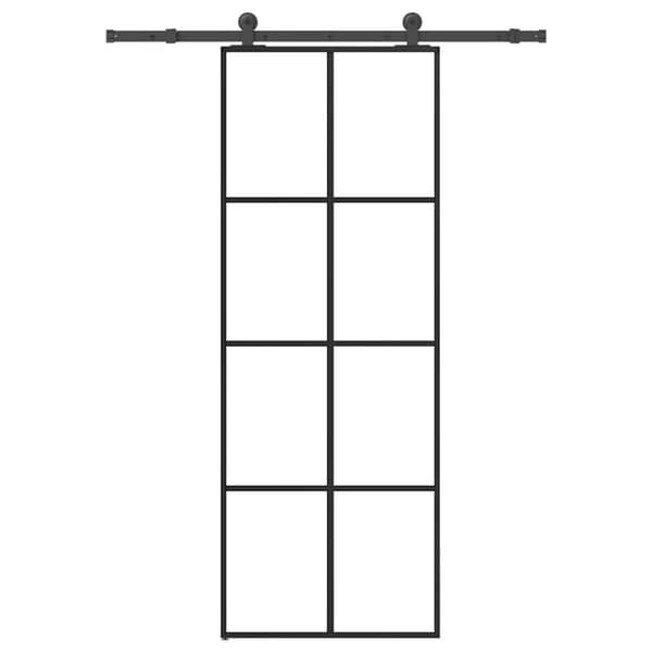 Skjutdörr med beslagset ESG glas och aluminium 76x205 cm