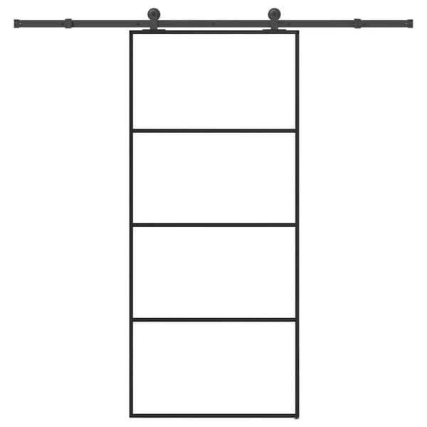 Skjutdörr med beslagset ESG glas och aluminium 90x205 cm