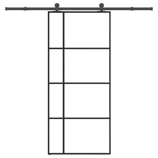 Skjutdörr med beslagset ESG glas och aluminium 90x205 cm
