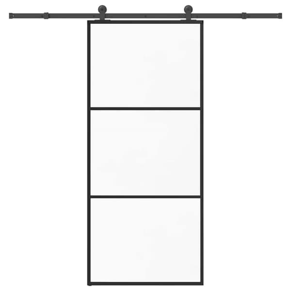 Skjutdörr med beslagset ESG glas och aluminium 90x205 cm