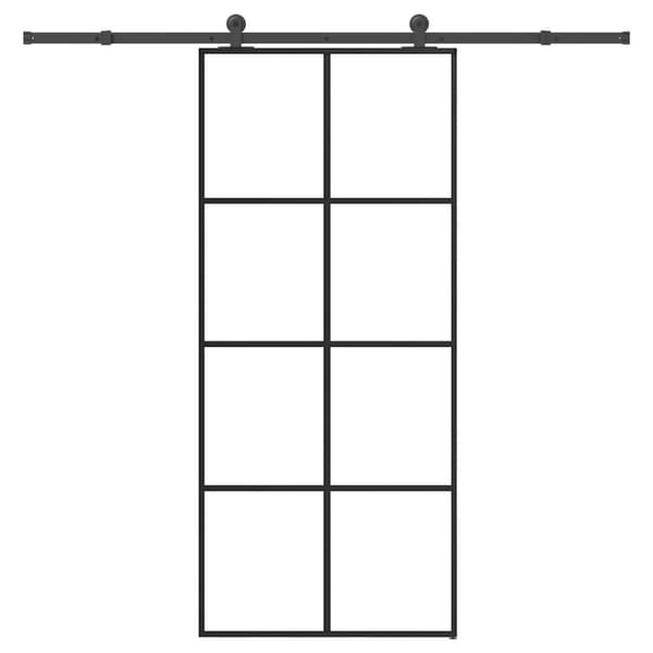 Skjutdörr med beslagset ESG glas och aluminium 90x205 cm