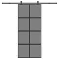 Miniatyrbild 1 av 2: Skjutdörr med beslagset härdat glas och aluminium 90x205 cm