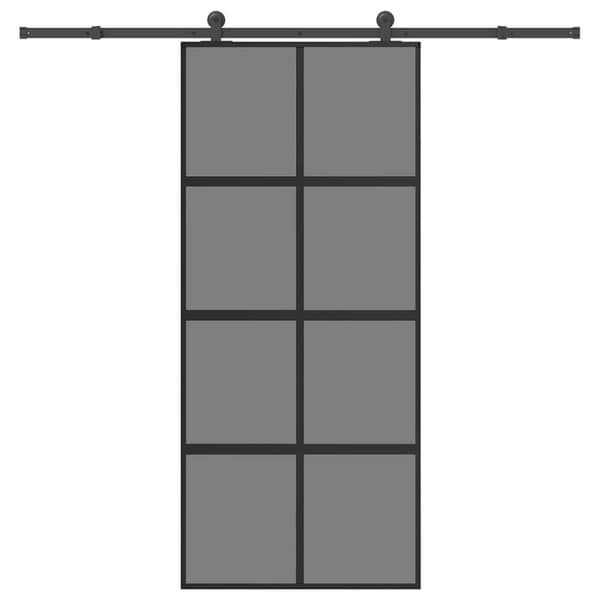 Skjutdörr med beslagset härdat glas och aluminium 90x205 cm