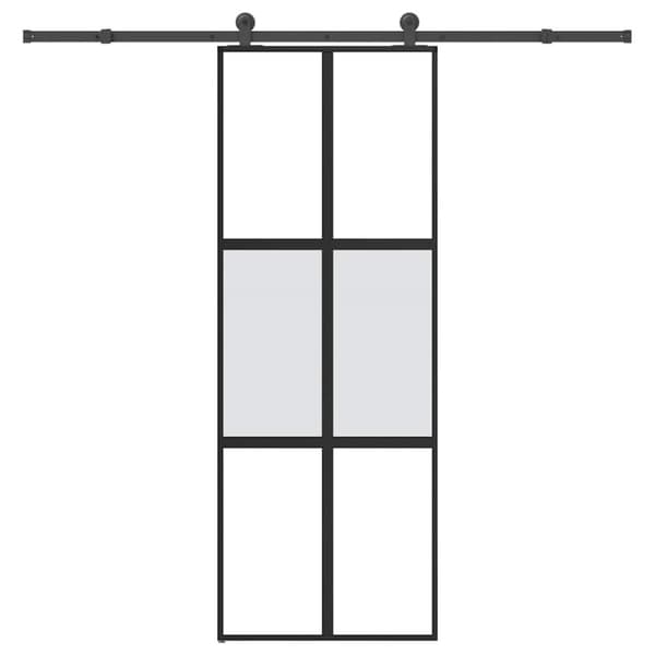 Skjutdörr med beslagset härdat glas och aluminium 76x205 cm