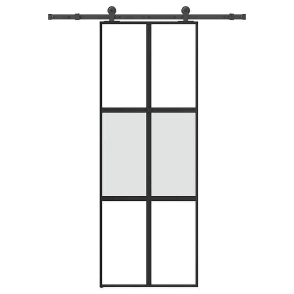 Skjutdörr med beslagset härdat glas och aluminium 76x205 cm