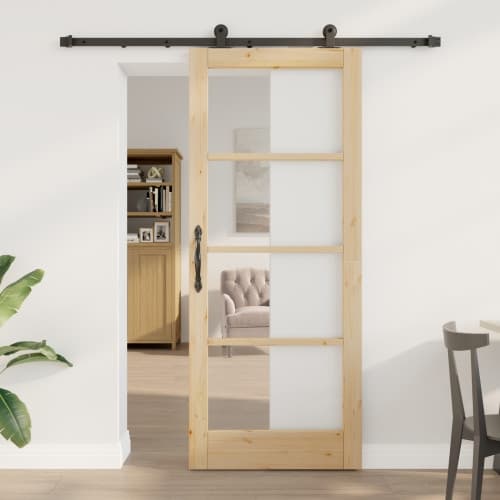 Skjutdörr med skjutkomponentset 'ORKDAL'Massivt trä & glas