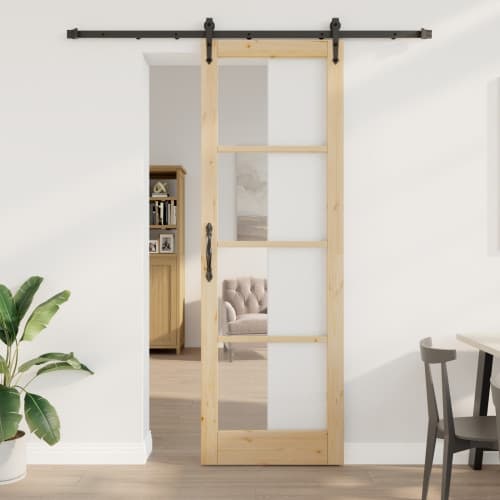 Skjutdörr med Hårdvaruset 78x232 cm Massivt Trä Tall