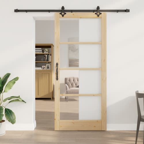 Skjutdörr med hårdvaruset 'ORKDAL'Massiv trä & glas