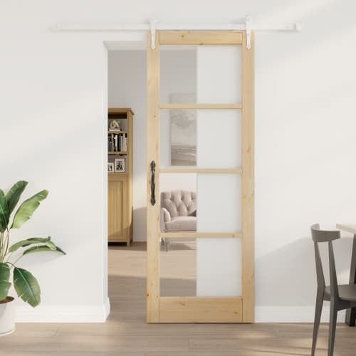 Skjutdörr med beslag Set 78x211 cm Solid trä fura