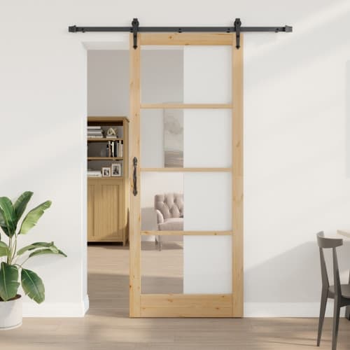 Skjutdörr med Beslagssats 83x232 cm Massivt Trä Fur