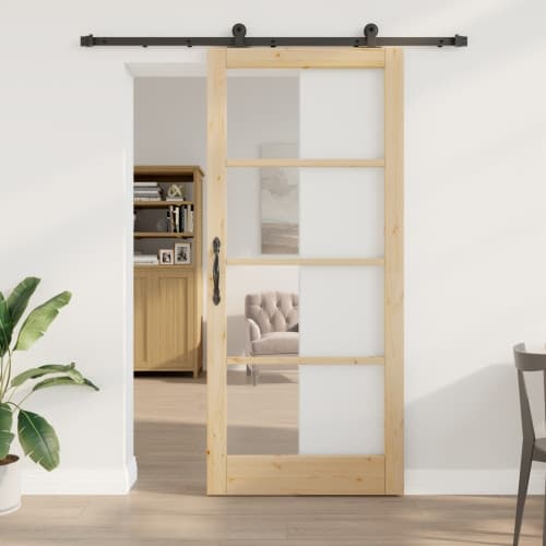Skjutdörr med hårdvarusats 'ORKDAL'Massivt trä och glas