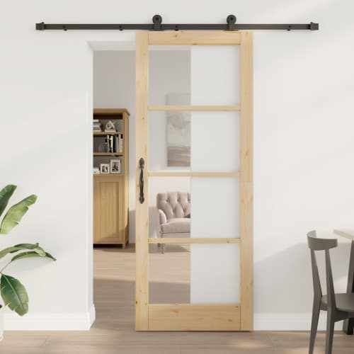 Glidande Dörr med Tillbehörsset 'ORKDAL'Massiv Trä & Glas