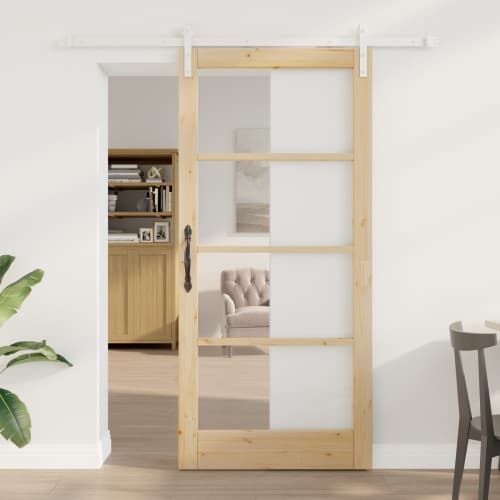 Skjutdörr med Hårdvarusats 'ORKDAL'Massivt Trä & Glas