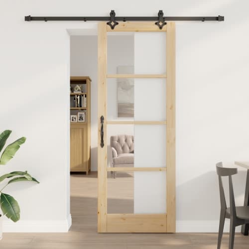 Skjutdörr med hårdvarusats "ORKDAL" av massivt trä & glas
