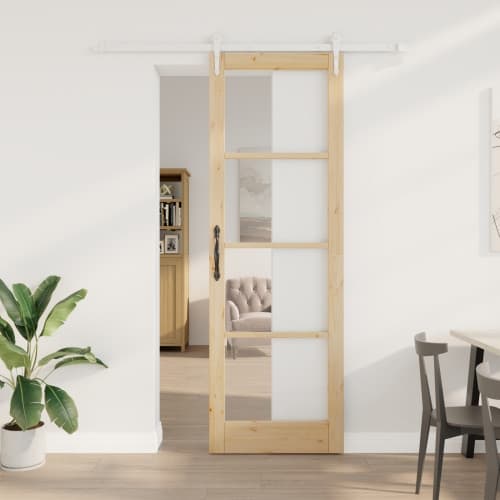 Skjutdörr med Utrustningsset 78x232 cm Massivt Trä Furu