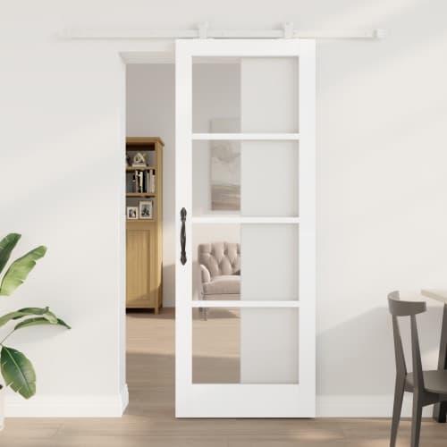 Skjutdörr med skruvsats 'ORKDAL'Vit MDF & Glas