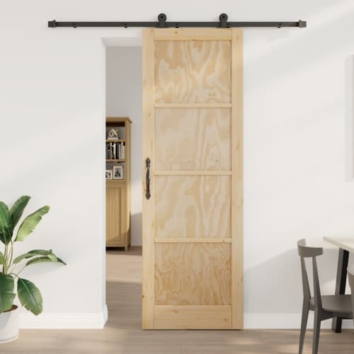 Skjutdörr med hårdvarusats 78x232 cm Massivt trä tall