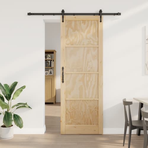 Skjutdörr med beslag Set 83x232 cm Massivt trä Tall