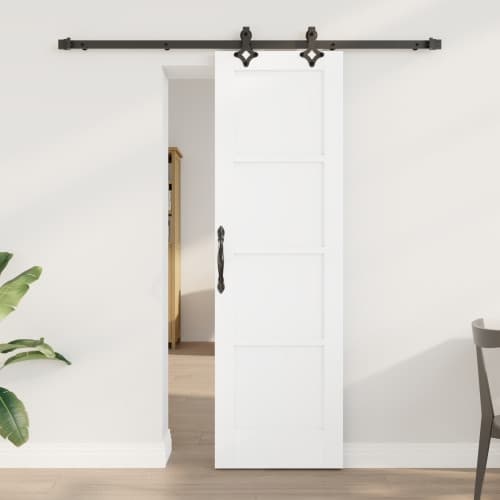 Skjutdörr med beslagset Vit 61x198.5 cm Massivt Trä Furu